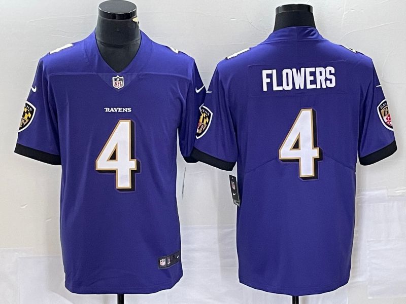 Men Baltimore Ravens 4 Flowers Purple Nike Vapor Limited NFL Jersey